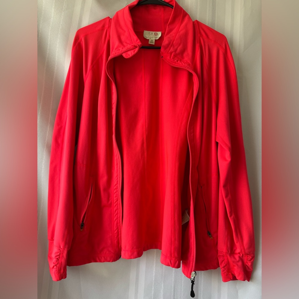 Tangerine Jacket Paradise Pink Full Zipper Size Medium Athletic Bright Neon VGUC